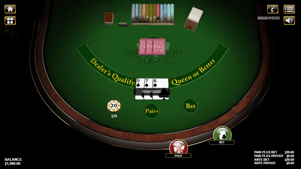 Zagraj w Poker w Trzech Kartach Poker w Trzech Kartach gra za darmo
