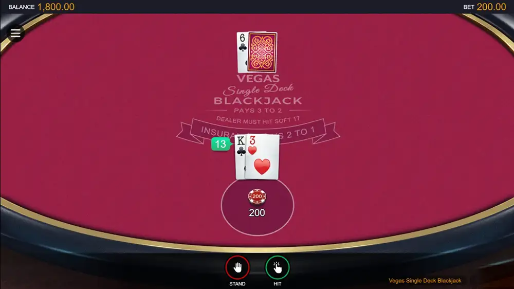 Zagraj w Vegas Single Deck Blackjack Vegas Single Deck Blackjack dostępny bezpłatnie
