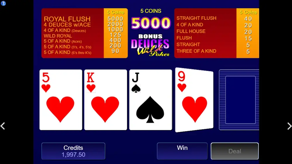 Zagraj w Bonus Deuces Wild Bonus Deuces Wild gra za darmo