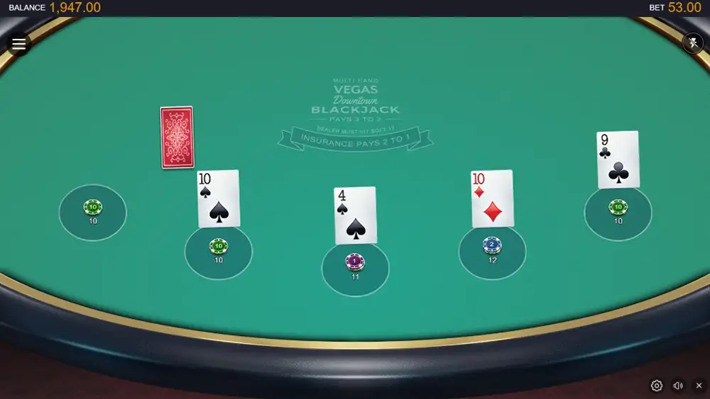 Graj w Multihand Vegas Downtown Blackjack i odkryj ekscytujący świat gier karcianych. Zagraj w Multihand Vegas Downtown Blackjack całkowicie za darmo, poznając zasady i strategię.