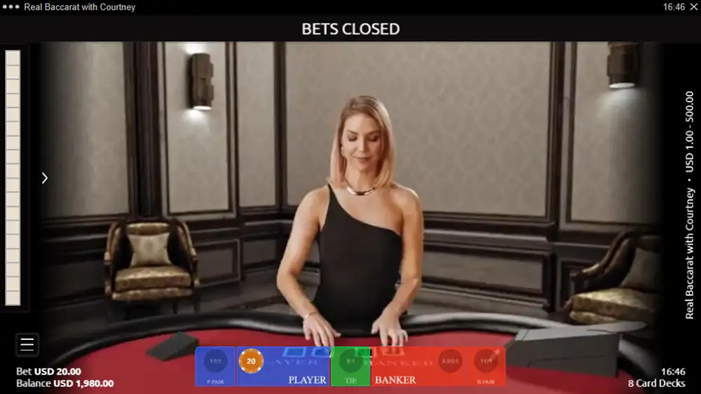 Rozpocznij grę w <strong>Real Baccarat with Courtney</strong> . Graj w <strong>Real Baccarat with Courtney</strong> bez żadnych kosztów.