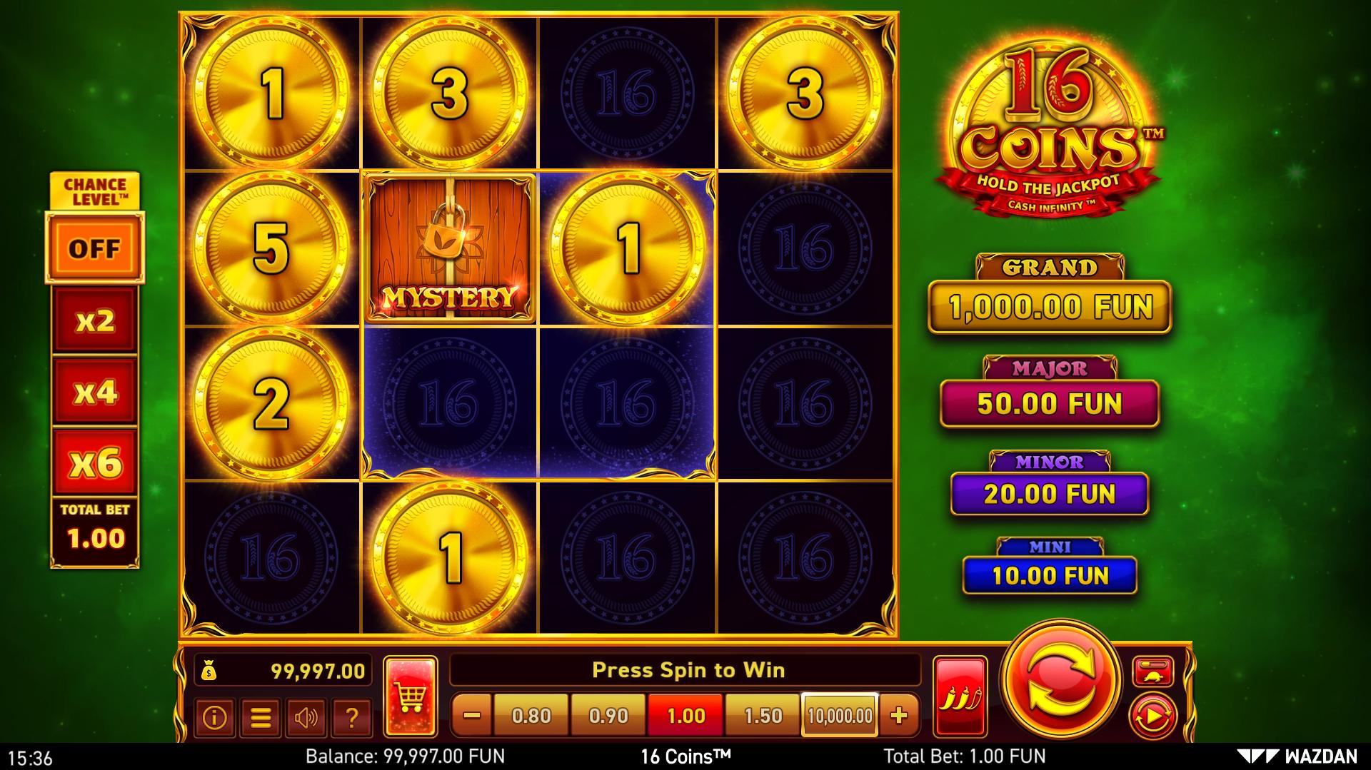 Zagraj w 16 Coins 16 Coins gra za darmo