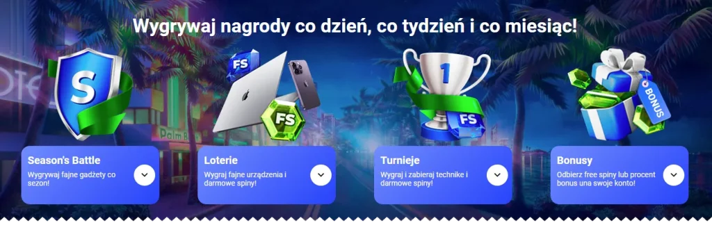 Zgarniaj nagrody codziennie, co tydzień i co miesiąc!