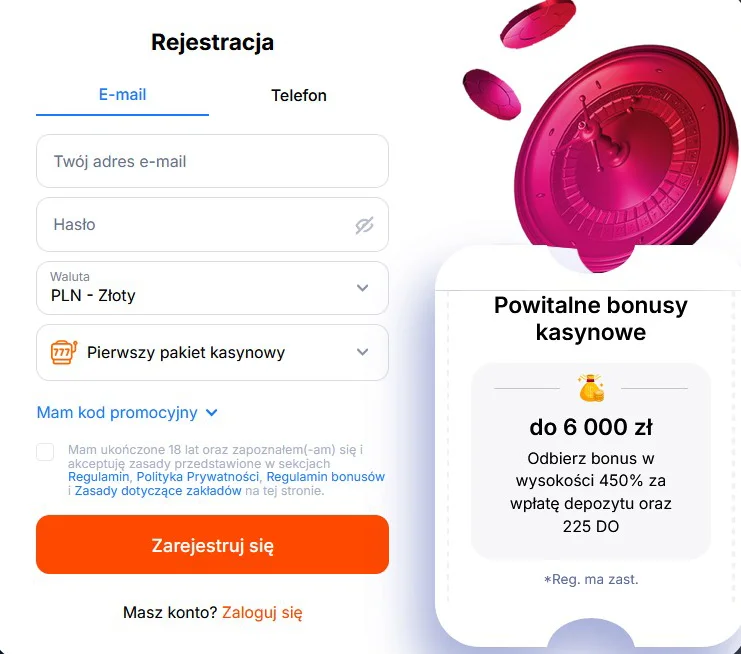 {76} 4. Wymogi obrotu wynoszą: x40 dla środków gotówkowych oraz x30 dla bonusów z darmowych spinów.